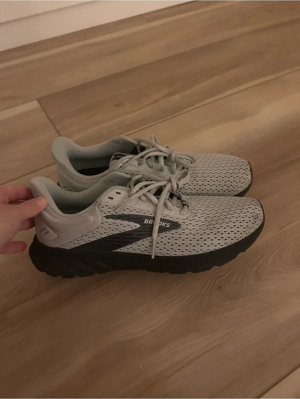 Brooks Light Gray and Black Running Shoes